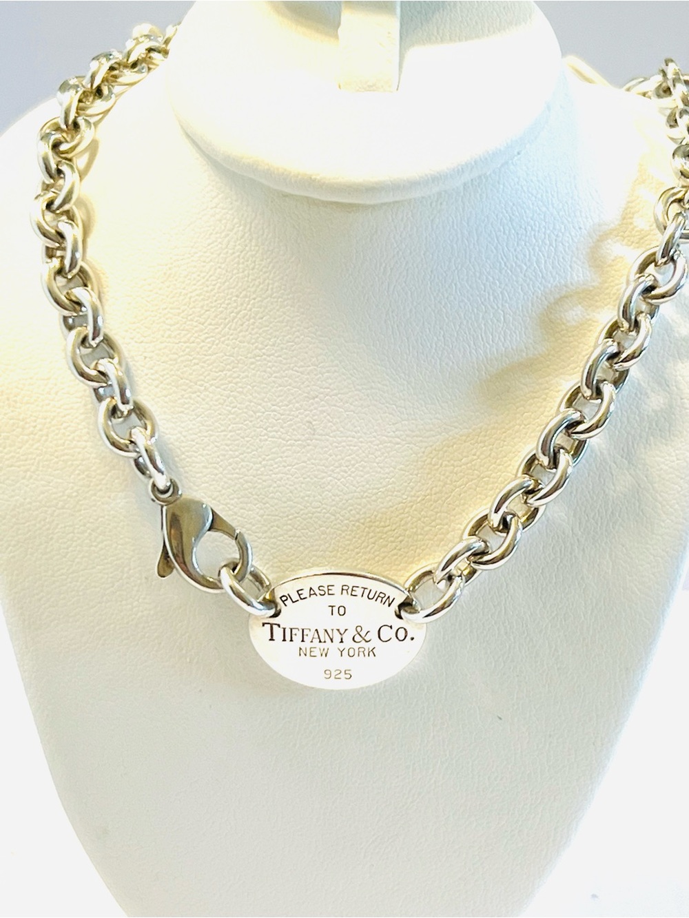 Tiffany & Co Sterling Silver "Return To Tiffany" Oval Tag 15.25" Choker Necklace